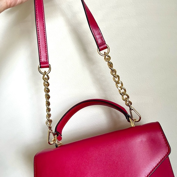 NWT Michael Kors Sloan Red/Wine Color Medium Top Handle Satchel with dust bag - Picture 7 of 15
